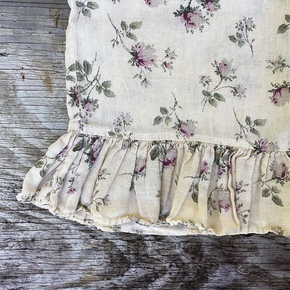 Bella Notte pillow cases STANDARD 100% linen roses 2 SHAMS - Picture 3 of 4